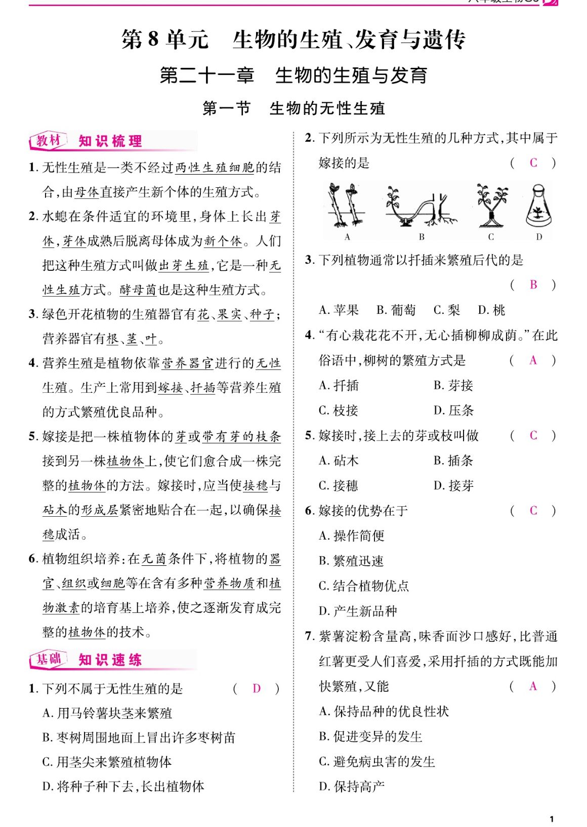 2023年我的作业八年级生物下册苏教版 第1页