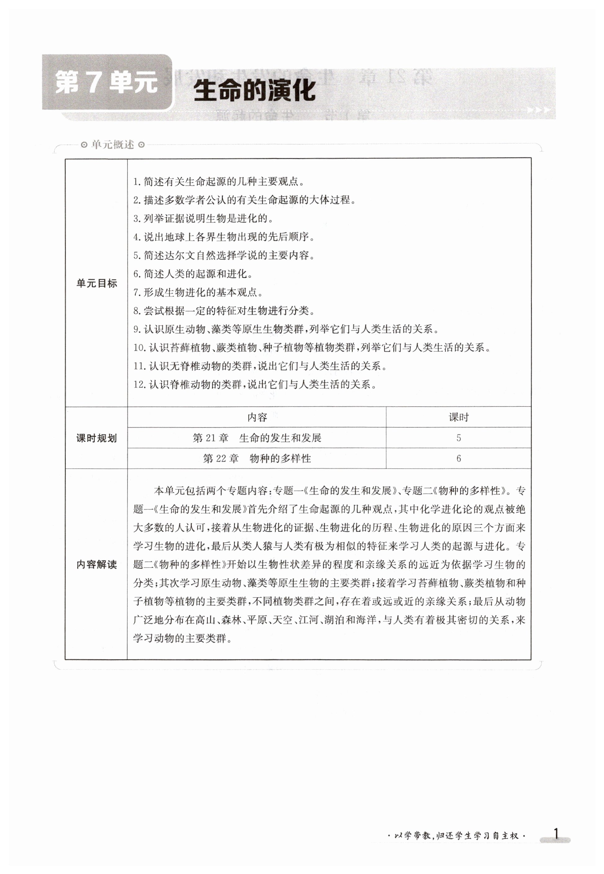 2023年金太陽導(dǎo)學(xué)案八年級(jí)生物下冊(cè)北師大版 第1頁