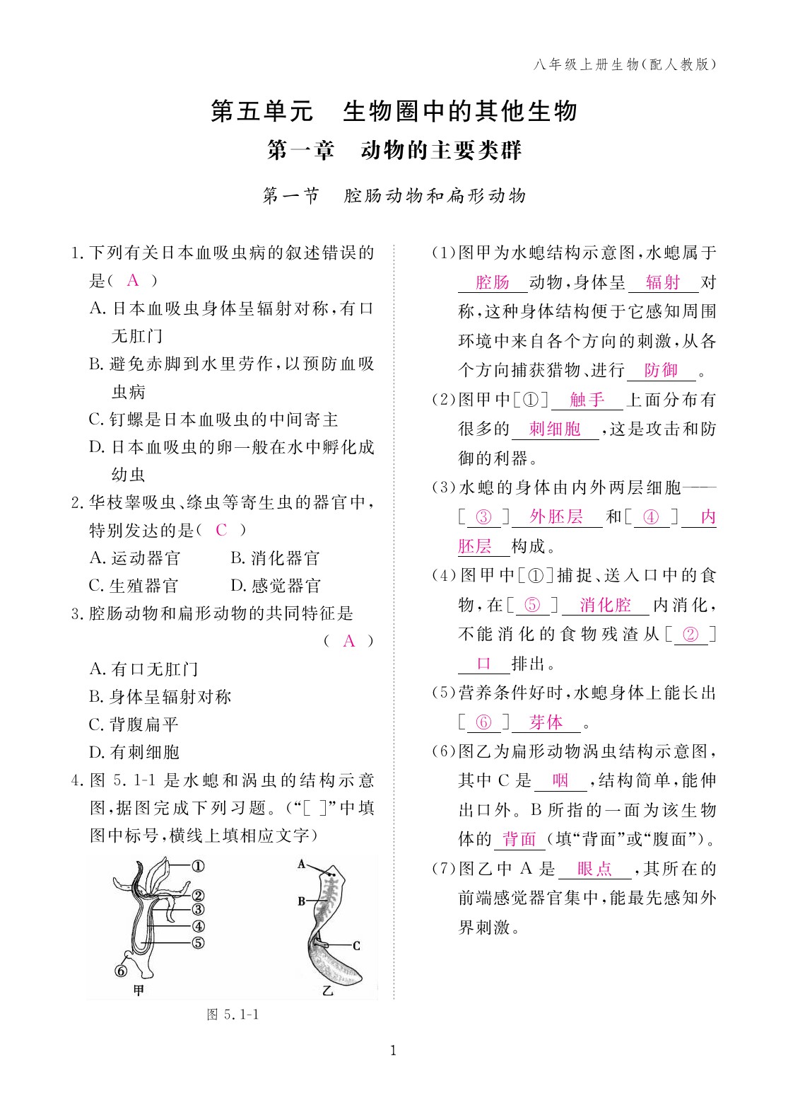 2023年作業(yè)本江西教育出版社八年級(jí)生物上冊(cè)人教版 第1頁(yè)