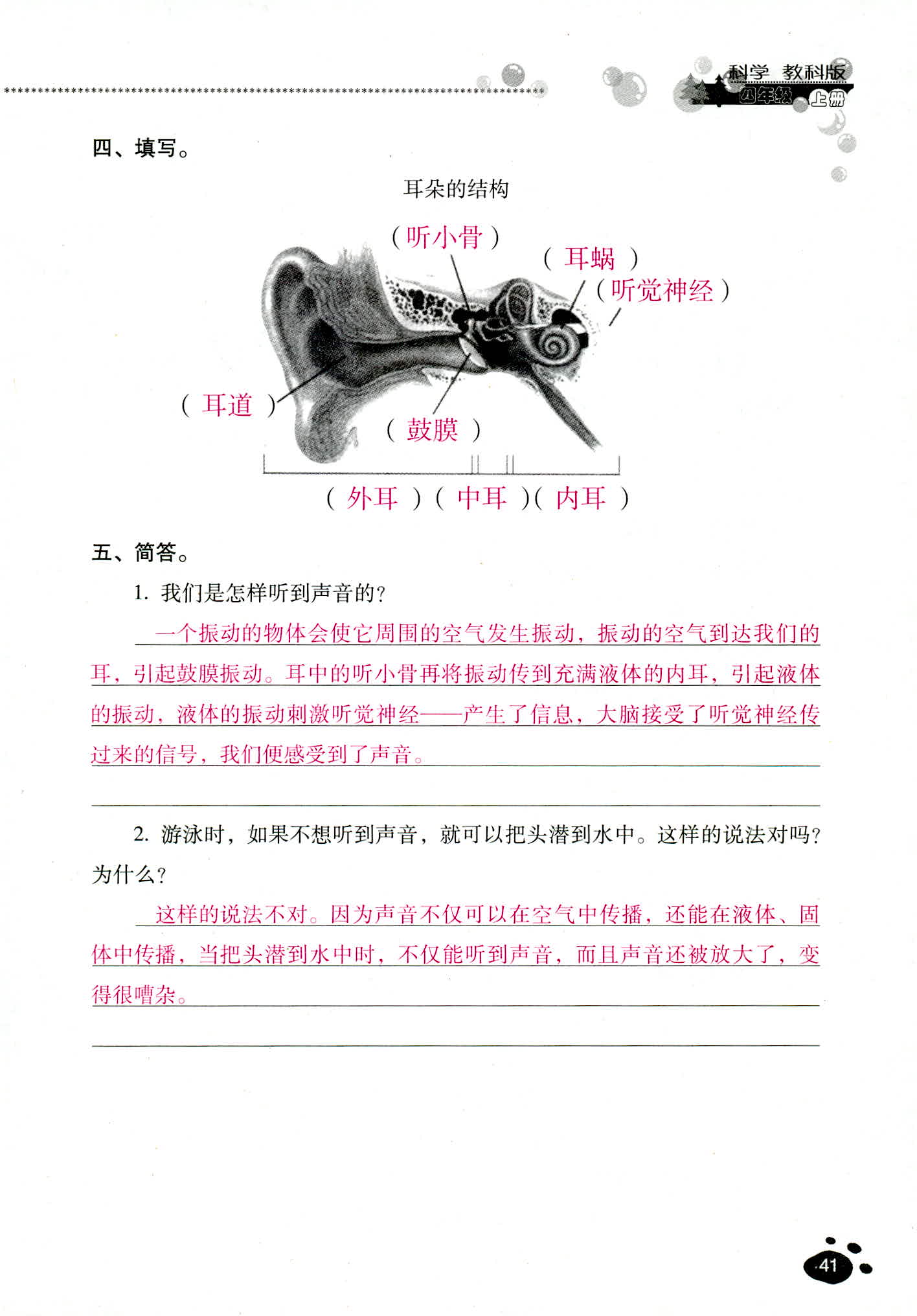 2018年云南省标准教辅同步指导训练与检测四年级科学教科版 第41页