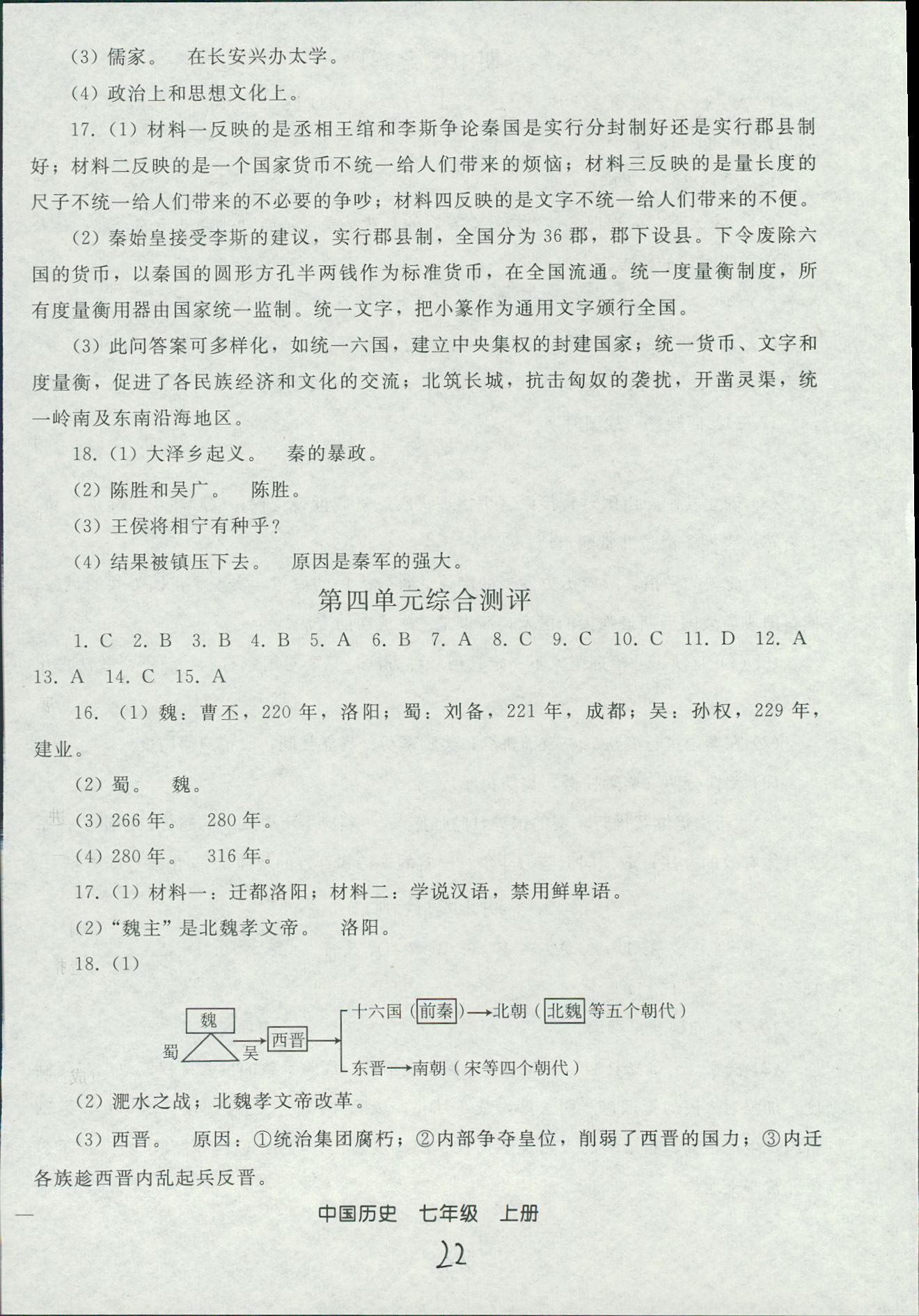 2018年同步轻松练习七年级中国历史人教版辽宁专版 第22页