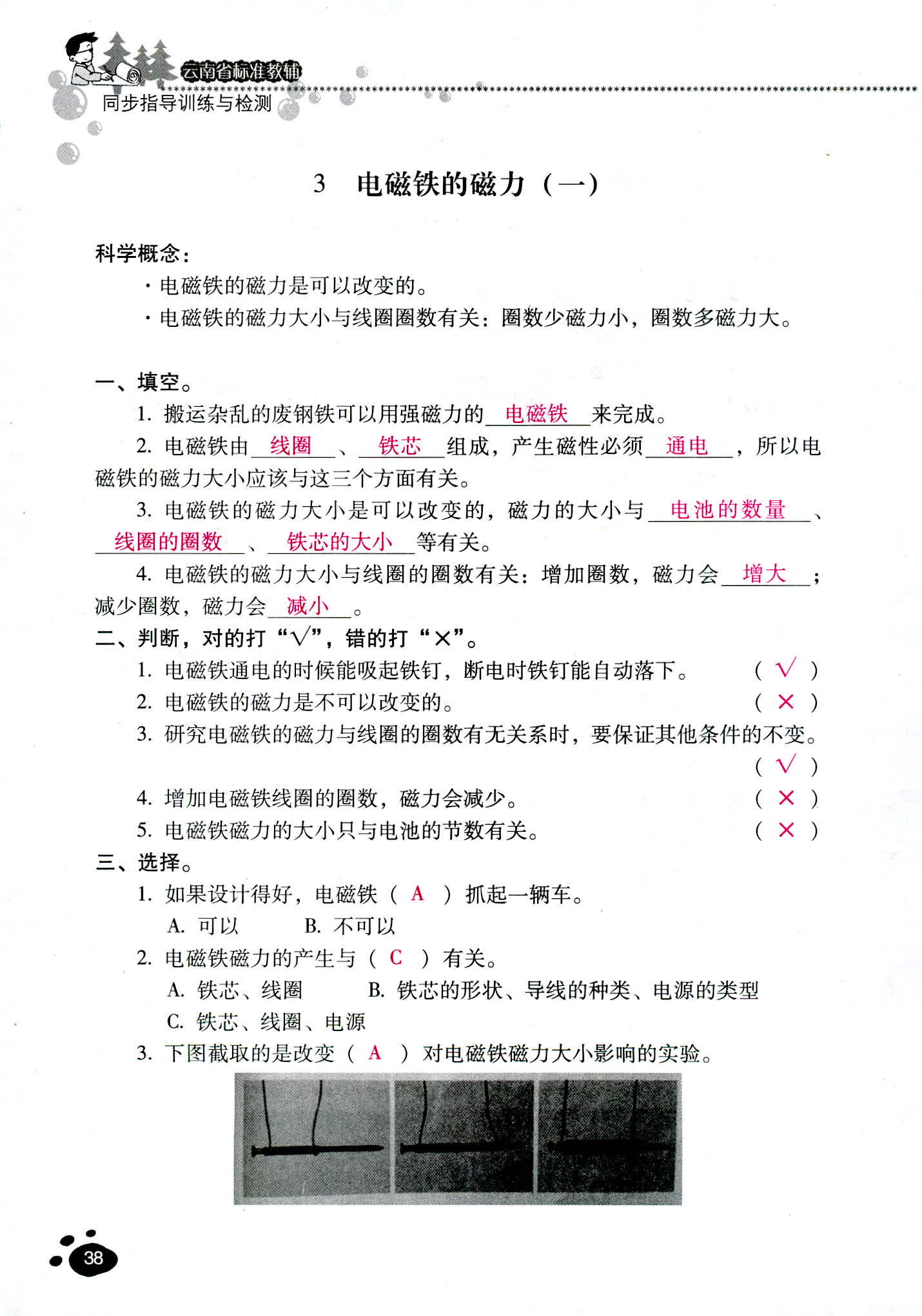 2018年云南省标准教辅同步指导训练与检测六年级科学教科版 第38页