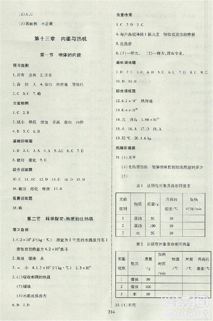 2018资源与评价物理九年级上册苏教版参考答案 第4页