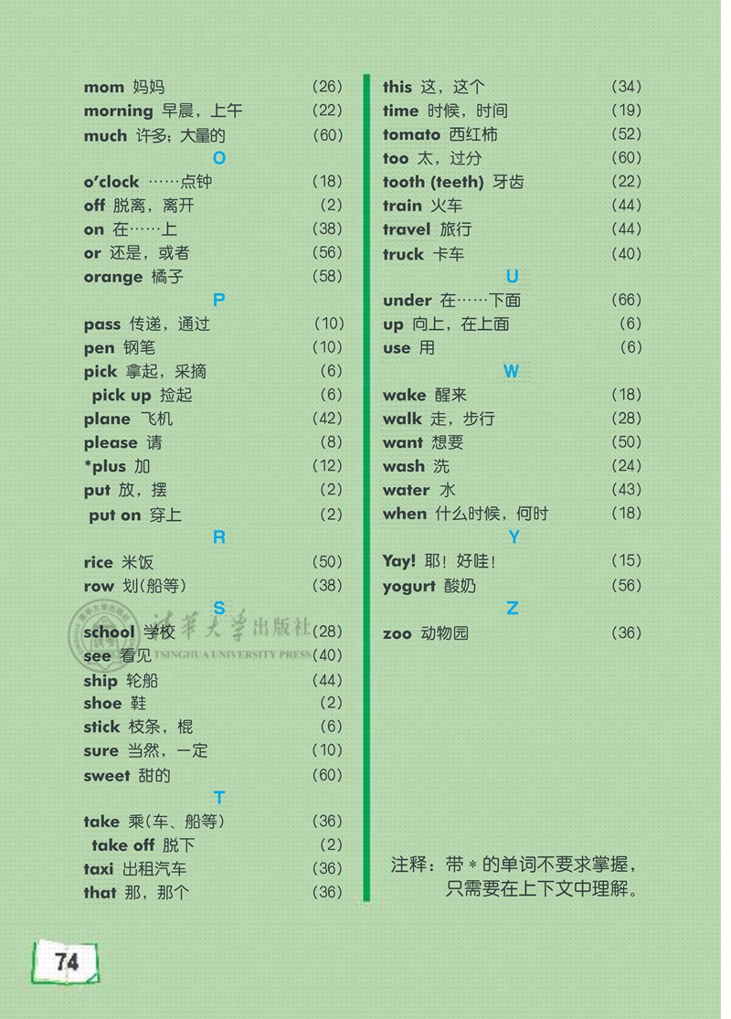 单词表(Page74)