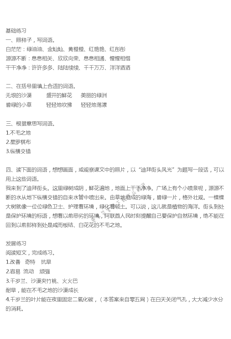 彩色版沙漠中的绿洲练习与测试答案