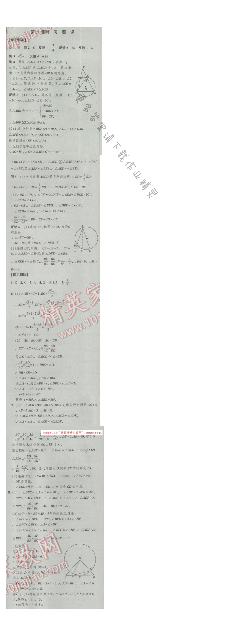 2017年经纶学典新课时作业九年级数学下册江苏版 第六章 第11课时