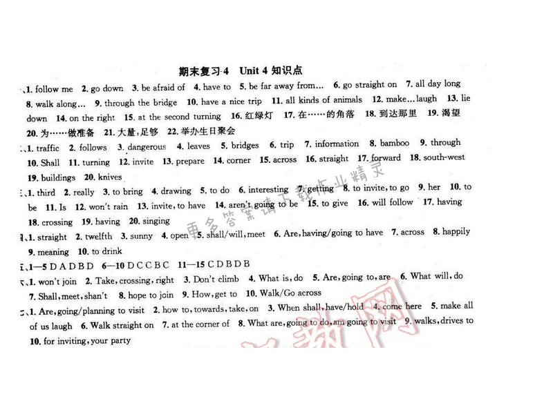 2017年提优训练非常阶段123七年级英语下册江苏版 期末复习4