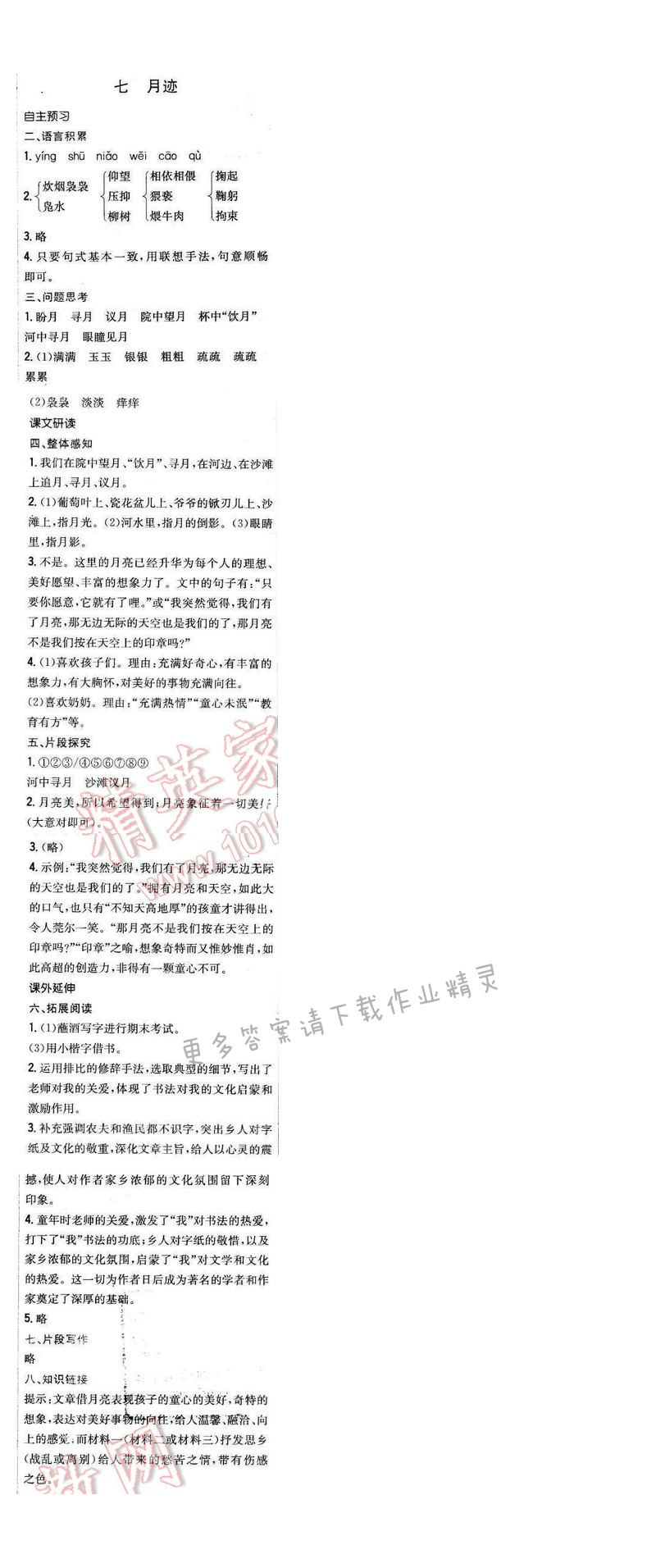 2016年新编基础训练七年级语文下册苏教版 第七课