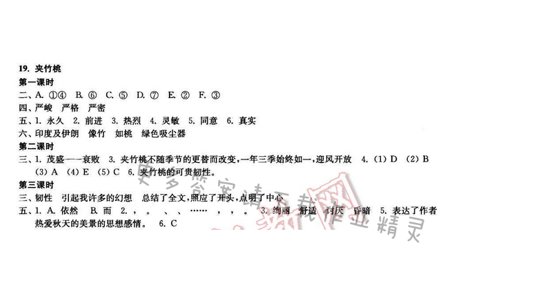 2017年新编金3练六年级语文下册江苏版 19.夹竹桃