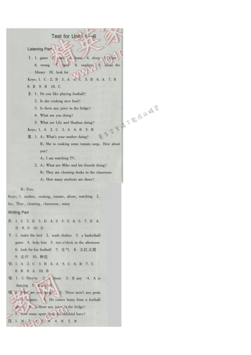 2017年新编金3练五年级英语下册江苏版 Tests for Unit5—6