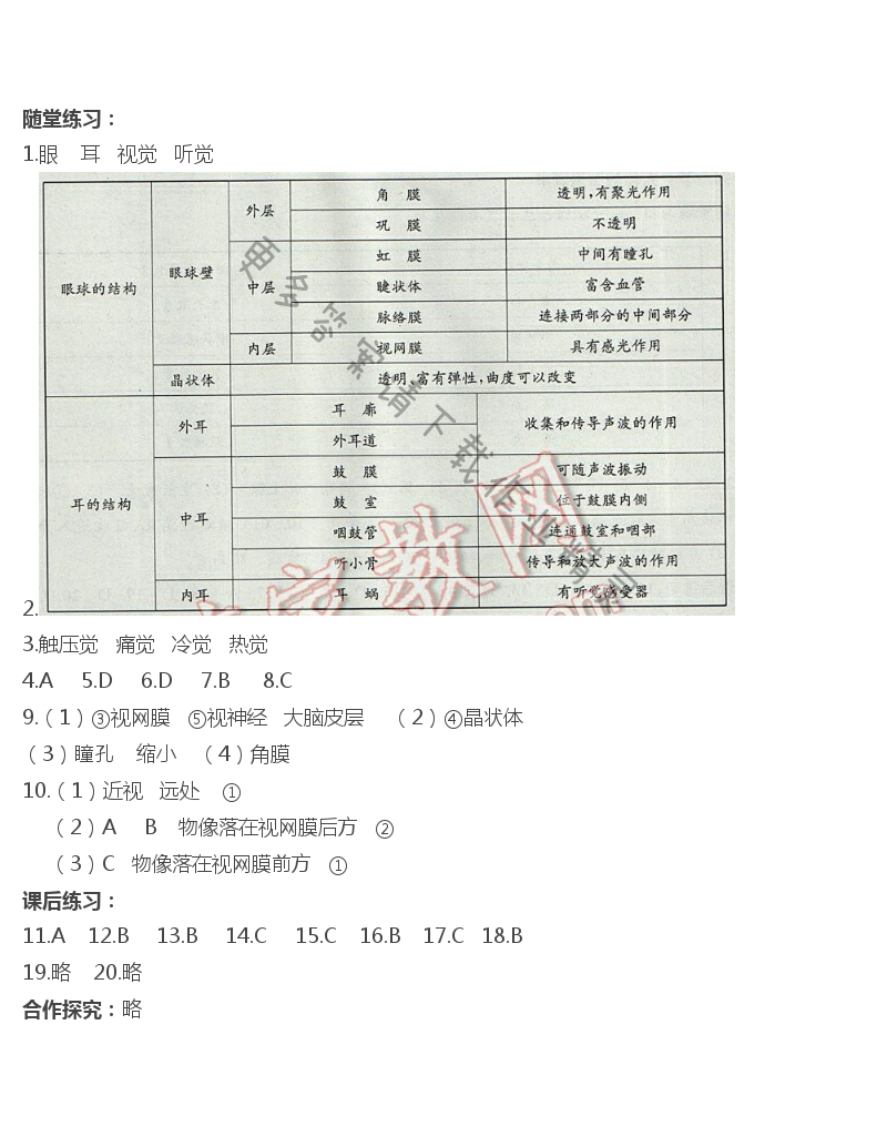 苏教版七年级生物学习与评价下册 第十二章第三节