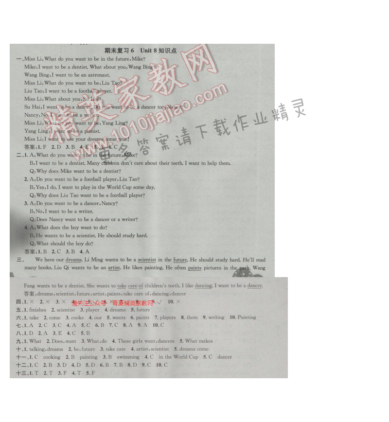 2017江苏版提优训练非常阶段123六年级英语下册 期末复习六Unit8知识点