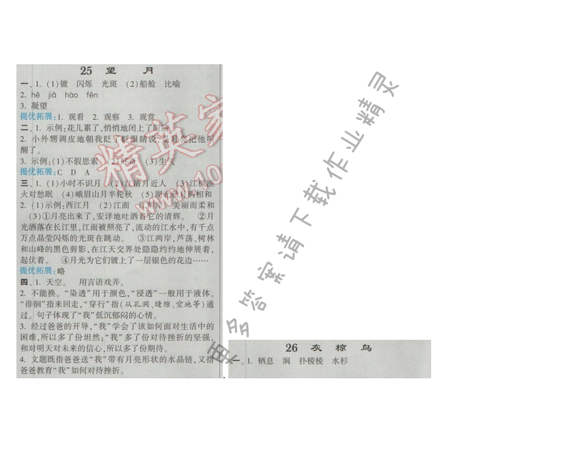 2017经纶学典学霸五年级语文【江苏版】25 望月