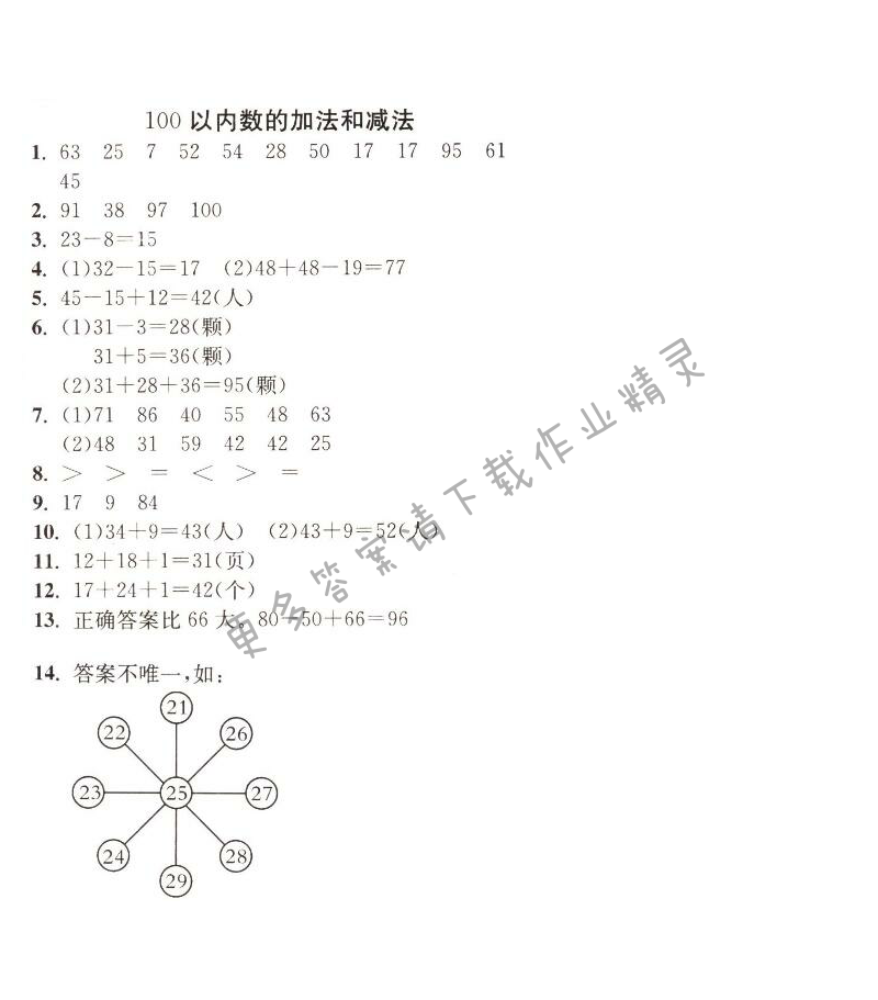 100以内数的加法和减法