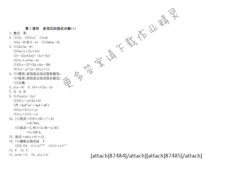 多项式的因式分解（1）