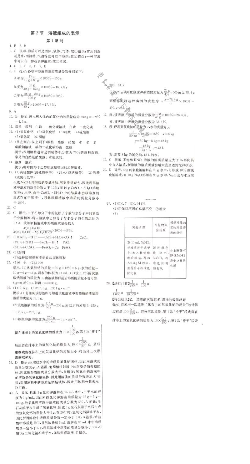 溶液组成的表示第1课时