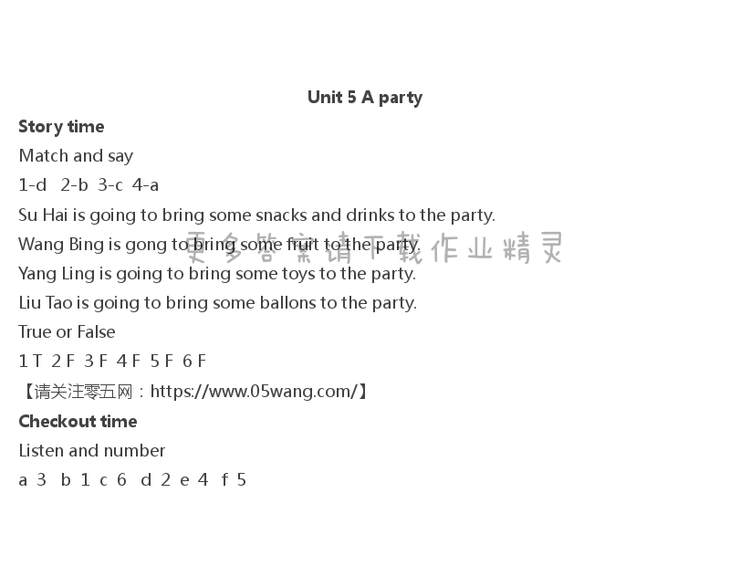 Unit 5 A party