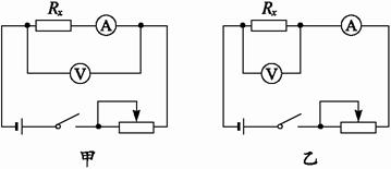 两测量电路图电流表分别为内接和外接.其他条件都相同.若用甲图电路.
