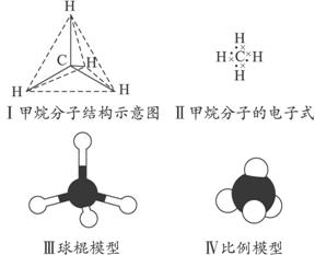 下列各图均能表示甲烷的分子结构,哪一种更能反映其真实存在状况