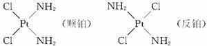 它有两种空间异构体—俗称顺铂和反铂.其结构式为