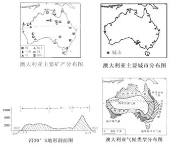 (1)澳大利亚大陆地形的分布特征是 .(2)澳大利亚