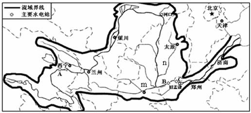 (1)填出黄河的主要支流名称:m n .(2)填写水电站的:a