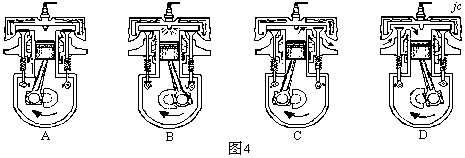 汽油机的一个工作循环是由四个冲程组成的,图中表示做功冲程的是
