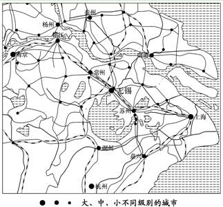 图1是长江三角洲地区部分城市分布示意图.以下