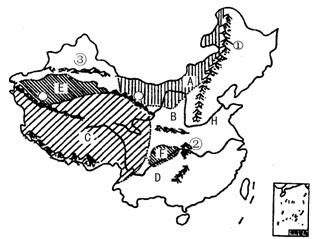 读中国主要地形分布图.回答:(1)填写下表: 代号