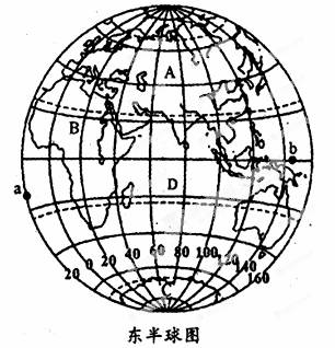 读"东半球"图,完成下列各题(共20分,每空2分.
