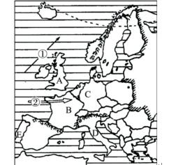 读欧洲西部地形略图 .回答下列问题.(1)写出图