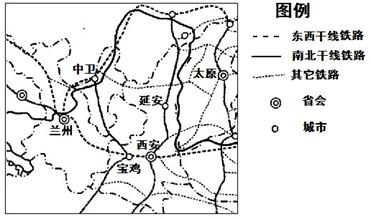 材料二:关中—天水经济区空间结构图