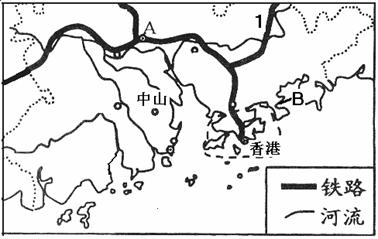 读珠江三角洲分布图,回答问题(14分)