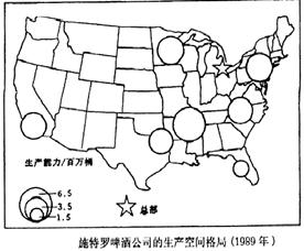 下图为美国施特罗公司的生产空间格局.该公司