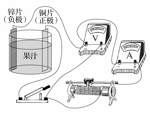 和家乡盛产的柑橘制作了果汁电池.他们测量这