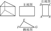 三棱柱的三视图如图6­2­26,在△ efg中, ef=8 cm, eg=12 cm