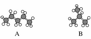 下列球棍模型表示的各烷烃分子中,一氯代物只有一种的是(  )