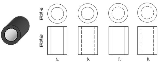 下面是空心圆柱的两种视图,正确的是( )
