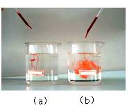 取两杯体积相同的清水.同时分别滴入一滴红墨水.出现如图(a.