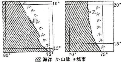 5.甲.乙两地沿岸洋流流向大致相同.下列现象可