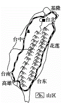 城市分布图台湾岛地形示意图台湾岛东西部城市差异台湾省简图台湾岛