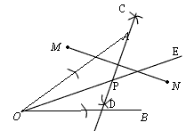 使点p在∠aob的平分线上.且pm=pn.(要求:用尺规作图.保留作图痕迹.