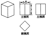 一个长方体的三视图如图所示,若其俯视图为正方形,则这个长方体的高和