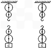 画出使用图所示的滑轮组提起重物时,两种不同的绳子绕法,并指明哪一种