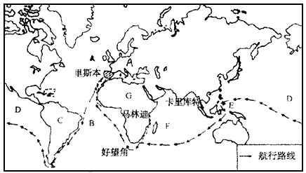 读下面"麦哲伦环球航行路线图.回答下列问题