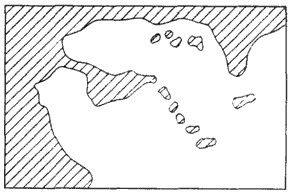 将代表①大陆②半岛③岛屿④群岛⑤海峡⑥海的序号填入图中合适