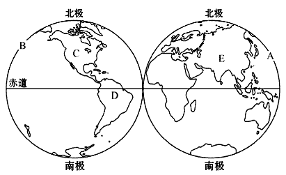 读东西半球图,完成下列问题.