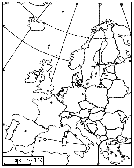 读欧洲地图.完成下列各题. (1)在图中相应