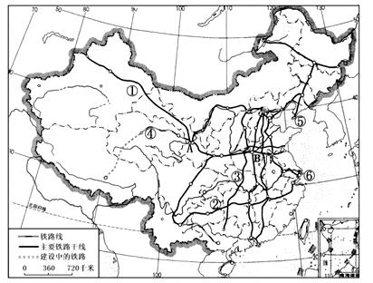 读我国主要铁路干线图,完成各题.