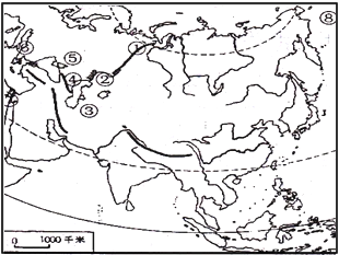 阅读亚洲地图.回答下列问题. (1)亚洲与欧洲的分
